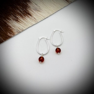 Amber and Sterling Silver Earrings, Amber Drop Earrings, Amber and Silver Dangle Earrings, Amber Silver Hoop Earrings
