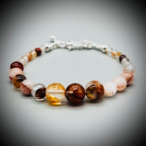 Red Hematoid Quartz Crystal Bracelet, Fire Quartz Crystal Bracelet, Red Hematoid and Sterling Silver Bracelet, Fire Quartz Bracelet