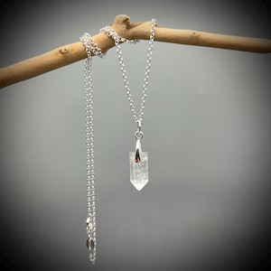 Clear Quartz Crystal Pendant, Clear Quartz Crystal Point Necklace, Quartz Crystal Necklace, Clear Quartz Crystal Point  and Silver Necklace