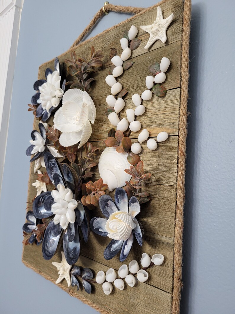 Seashell Wall Art, Coastal, Nautical, Beach Decor, Seashell Flowers