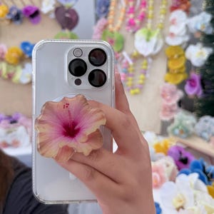 Pink/orange Hibiscus flower Magnetic Phone Holder