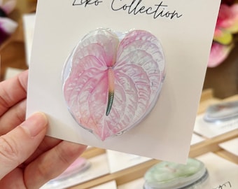 White/Pink Anthurium flower Magnetic Phone Holder