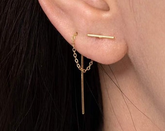 Bar Chain Earrings | Etsy