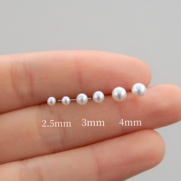 Teeny pearl stud earrings 2.5mm, 3mm, 4mm tiny pearl earrings, Bridesmaid pearl studs, Dainty Minimal earrings, Small pearl earrings