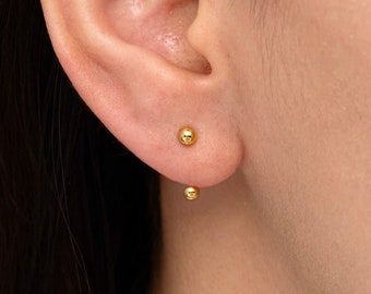 Tiny ball ear jacket earrings, Front back earrings, Small stud earrings, Dainty earrings, Gold ear jacket, Ball stud earrings, Minimal studs