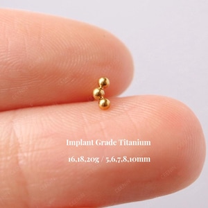 Titanium Climber Bead Threadless Push Pin labret, Curved Ball Flat Back Earring, Cartilage Stud, Conch, Helix Tragus, Nose Stud, 16G 18G 20G