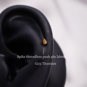 Titanium Spike Threadless Push Pin Labret, Spike Flat Back Earring, Tragus Stud, Cartilage Helix Nose Stud, Labret Stud, 16g 18g 20g, 5-10mm image 3