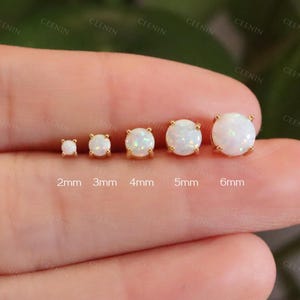 Dainty opal stud earrings, White opal studs, Tiny opal studs, Small stud earrings, Gold opal earrings, Second hole studs,Minimalist earrings