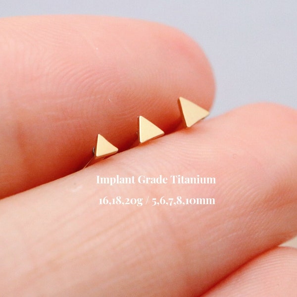 Titan Dreieck fadenlos Push-Pin Labret, 2 mm 2.5 mm 3 mm flache Rückseite Ohrring, Knorpel, Muschel, Helix, Nasenstecker, Tragus Bolzen, 16G 18G 20G