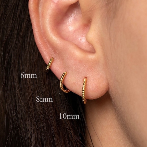 Cable hoop earrings, Huggie hoop earrings, Twisted wire Hoops, Braided hoops, Cartilage earrings, Small hoop earring, Gold hoop earrings