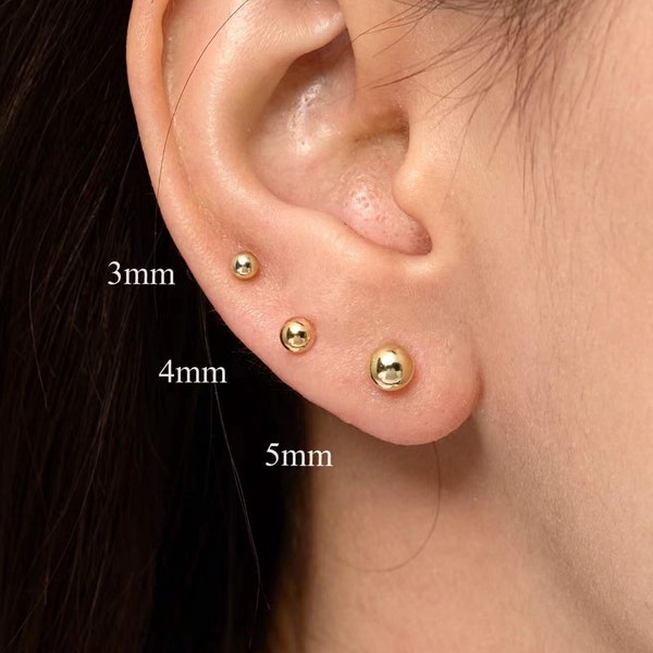 Tiny ball stud earrings, Small stud earrings, Gold ball earrings, Dainty earrings, Cartilage tragus studs, Minimalist studs, Everyday studs