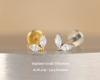 Titanium Butterfly Cz Threadless Push Pin Labret, Wing Cz Flat Back Stud, Cartilage, Tragus, Helix Stud, Cz Nose Stud, 16G 18G 20G