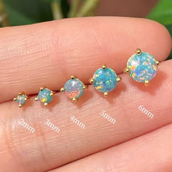 Dark blue opal studs, Opal stud earrings, Gold opal earrings, Tiny studs, Minimalist studs, Dainty opal earrings, Opal earrings