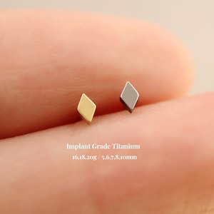 Titanium Rhombus Threadless Push Labret Stud, Flat Back Earrings, Tragus, Conch, Helix Stud, Cartilage Earrings, 20G/18G/16G, 5-10mm