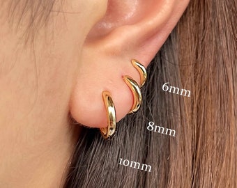 Details about / 925 Sterling Silver Large Gold Circle Hoop Earrings Geometric Christmas Jewelry