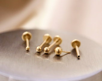 Titanium bead threadless push pin labret, 1.5/2/2.5/3mm, tiny bead flat back earring, conch tragus helix cartilage tiny ball stud