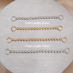Beaded Chain Attachment, Multiple Piercing Linker, Single Piercing Front, Back Linker, 25mm / 30mm Linking Chain Connector, Cartilage Chain