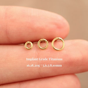 Titanium Open Circle Flat Back Earring, Threadless Push Pin labret, Cartilage, Conch, Helix, Nose Stud, Round Stud Earring, 16G 18G 20G