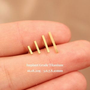Titanium Bar Flat Back Earrings, Threadless Push Pin Labret, 4/6/8/10mm Modern Bar Stud, Cartilage Tragus Helix Stud, Nose Stud, 16G 18G 20G