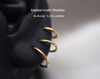 Titanium Septum Clicker Ring, Hinge Hoop Segment Ring, 20G 18G 16G, Cartilage Hoop, Nose Ring, Simple Bar Earring Hoop, Minimalist Earrings