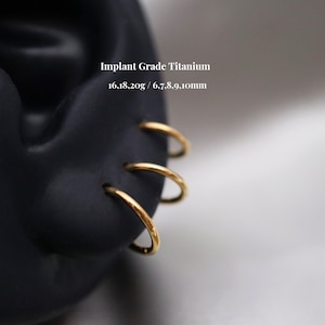 Titanium Septum Clicker Ring, Hinge Hoop Segment Ring, 20G 18G 16G, Cartilage Hoop, Nose Ring, Simple Bar Earring Hoop, Minimalist Earrings