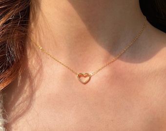 Dainty Heart Necklace Open Heart 