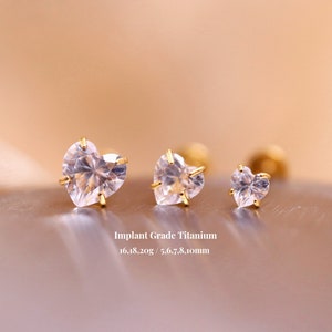 Implant Grade Titanium Threadless Pink CZ Heart Shaped Gem Push In Labret With Flat Back Implant Grade Titanium Threadless Pink CZ Heart Shaped Gem Push In Labret With Flat Back