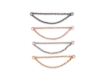 Titanium Double Chain, Single Chain, Dangle Chain Attachment, 32mm / 35mm Linking Chain Connector, Cartilage Chain, Loop Chain Earring