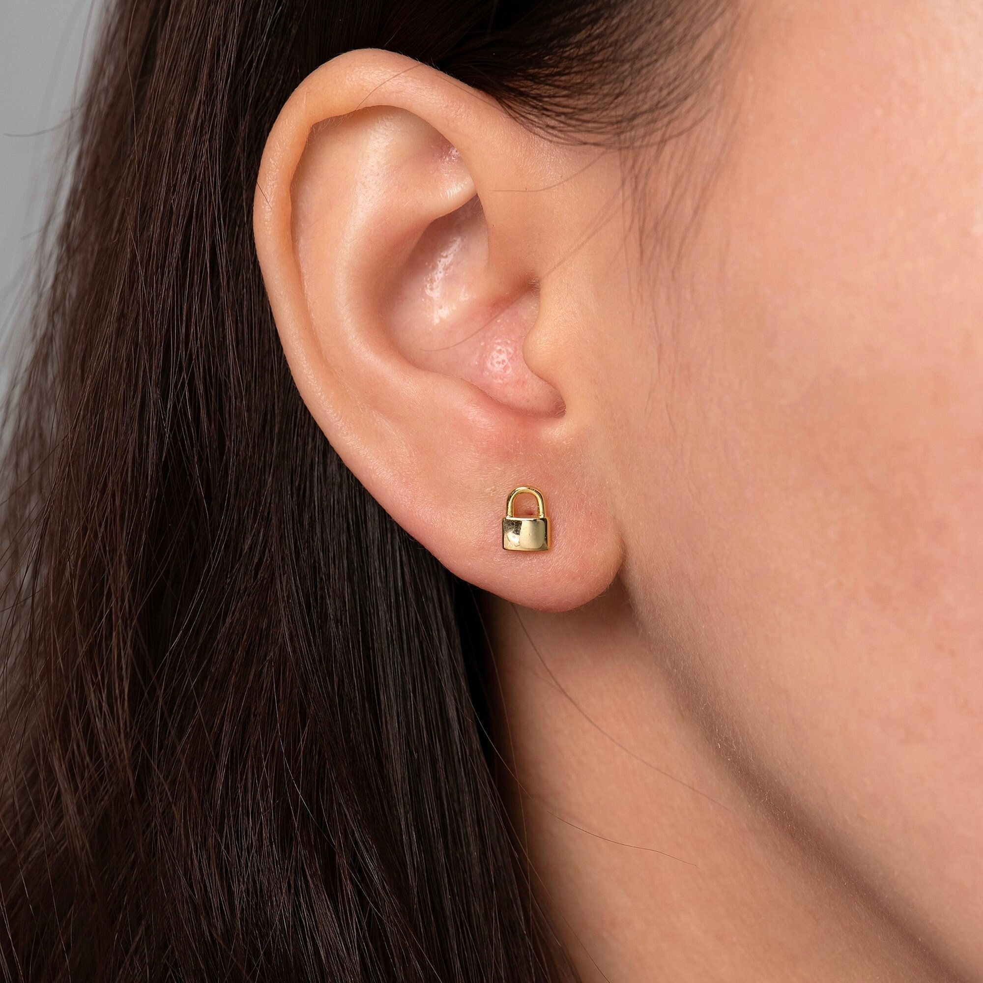 14K Gold Love Padlock Stud Earrings – Baby Gold