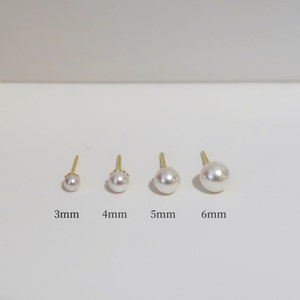 Tiny pearl stud earrings, Pearl earrings, Dainty pearl studs, Freshwater pearl studs, Sterling silver pearl studs, Everyday studs image 6