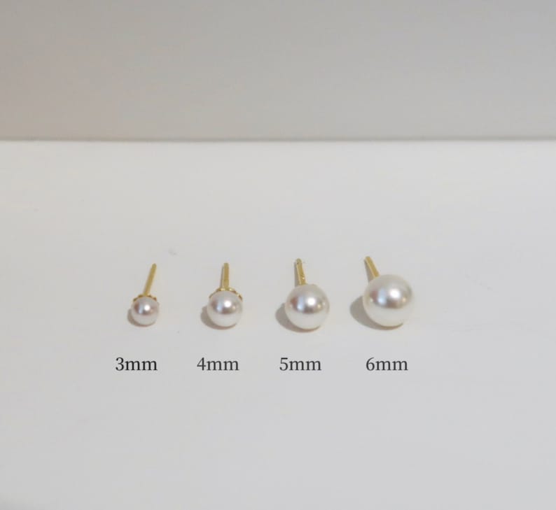 Tiny pearl stud earrings, Pearl earrings, Dainty pearl studs, Freshwater pearl studs, Sterling silver pearl studs, Everyday studs image 6