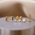 Titanium Cz Threadless Push Pin Labret, Flat Back Earrings, Cartilage Tragus Helix Stud, Nose Stud, Small Stud, 16g 18g 20g, 5mm-10mm