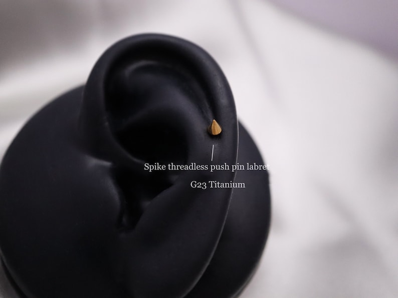 Titanium Spike Threadless Push Pin Labret, Spike Flat Back Earring, Tragus Stud, Cartilage Helix Nose Stud, Labret Stud, 16g 18g 20g, 5-10mm image 3