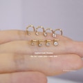 Titanium Bezel Cz Nose Stud, 1.5/2/2.5/3mm, L Bend/Corkscrew Cz Nose Ring, Implant Grade Titanium