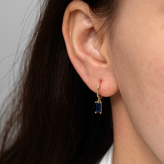 Sapphire baguette shop earrings