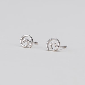 Tiny spiral stud earrings, Swirl stud earrings, Dainty circle earrings, Minimalist earrings, Cartilage studs, Gold studs, Small stud earring Silver