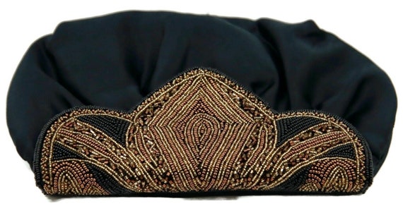 Handmade Womens Clutch Handbag Black Russet Beade… - image 3