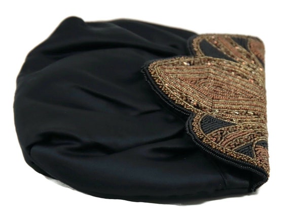 Handmade Womens Clutch Handbag Black Russet Beade… - image 6