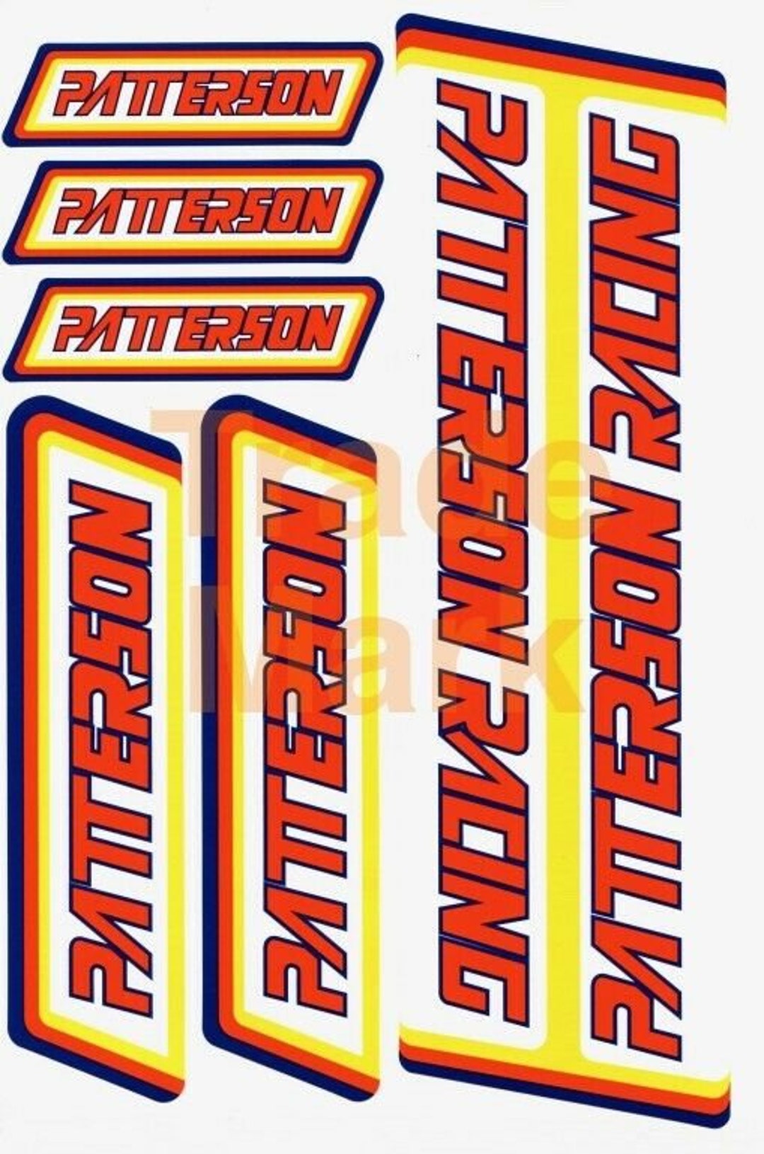 Licensed PATTERSON Racing BMX Bike Decal Set Old School Etsy