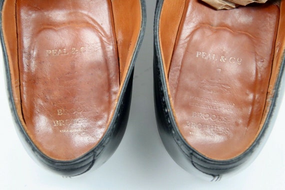 Brooks Brothers Peal \u0026 Co Slip on Wingtip Black Leather Shoes - Men's 13 E