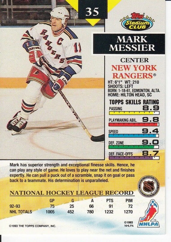 Mark Messier Hockey Card (Rangers) 1993 Topps Sta… - image 2