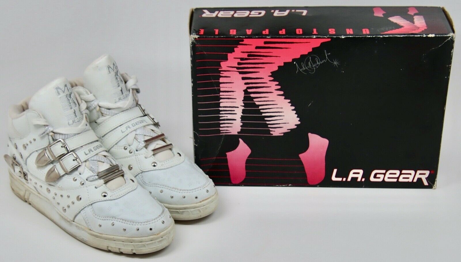 1990 Karl Malone Utah Signed Game Worn Sneakers Shoes LA Gear RARE