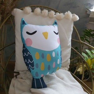 Owl cushion, Owl pillow, Animal pillow, Forest animal, Gift for child, Handmade owl pillow