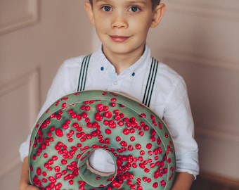 Donut Cushion "Stripes"/Donut dekor/food pillow/sweet pilow/donut gift/pillow for boy