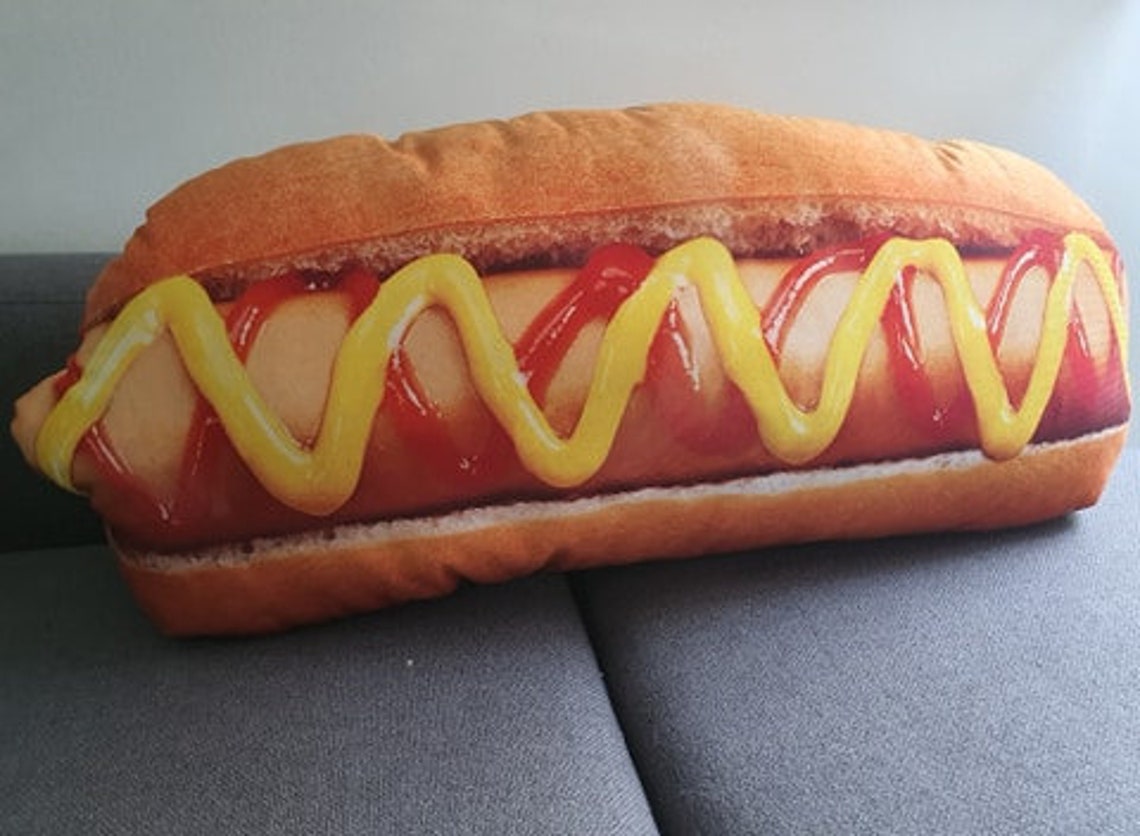 Hot Dog Pillow Food Pillow Hot Dog Shaped Pillow Etsy UK