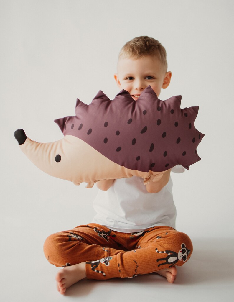 Cushion Hedgehog , pillow headgehog, woodland nursery decor, kids room cushion image 1