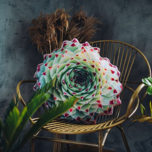 Succulent Pillow, Succulent Decor, Nature Decor, Cactus Pillow, Boho Nursery Decor,