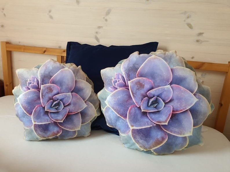 Set of 2 Suculent Pearl Cushion/ 2 Pillows cactus/Flowers Pillows/set of pillows image 2