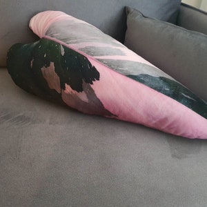 Philodendron Pink Princess Pillow / Pink pillow /Leaf pillow