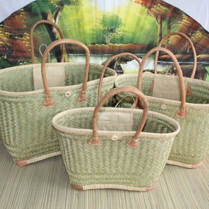 PRETTY Straw tote bag basket - 3 SIZES - Long handles - ideal for shopping, markets, work, beach ... raffia palm tree rush